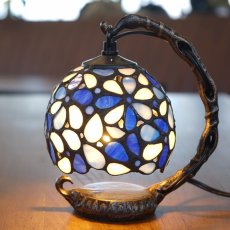 ステンドグラス テーブルランプ ハナハナ ブルー商品イメージ01