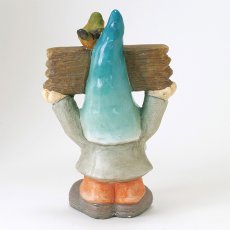 ガーデンノーム 小鳥とウェルカムボードを持ったノーム ブルーハット Ｓサイズ商品イメージ04