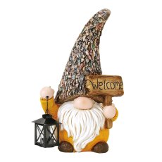 ラグドガーデン ウエルカムボードとランタンを持ったノームL商品イメージ01